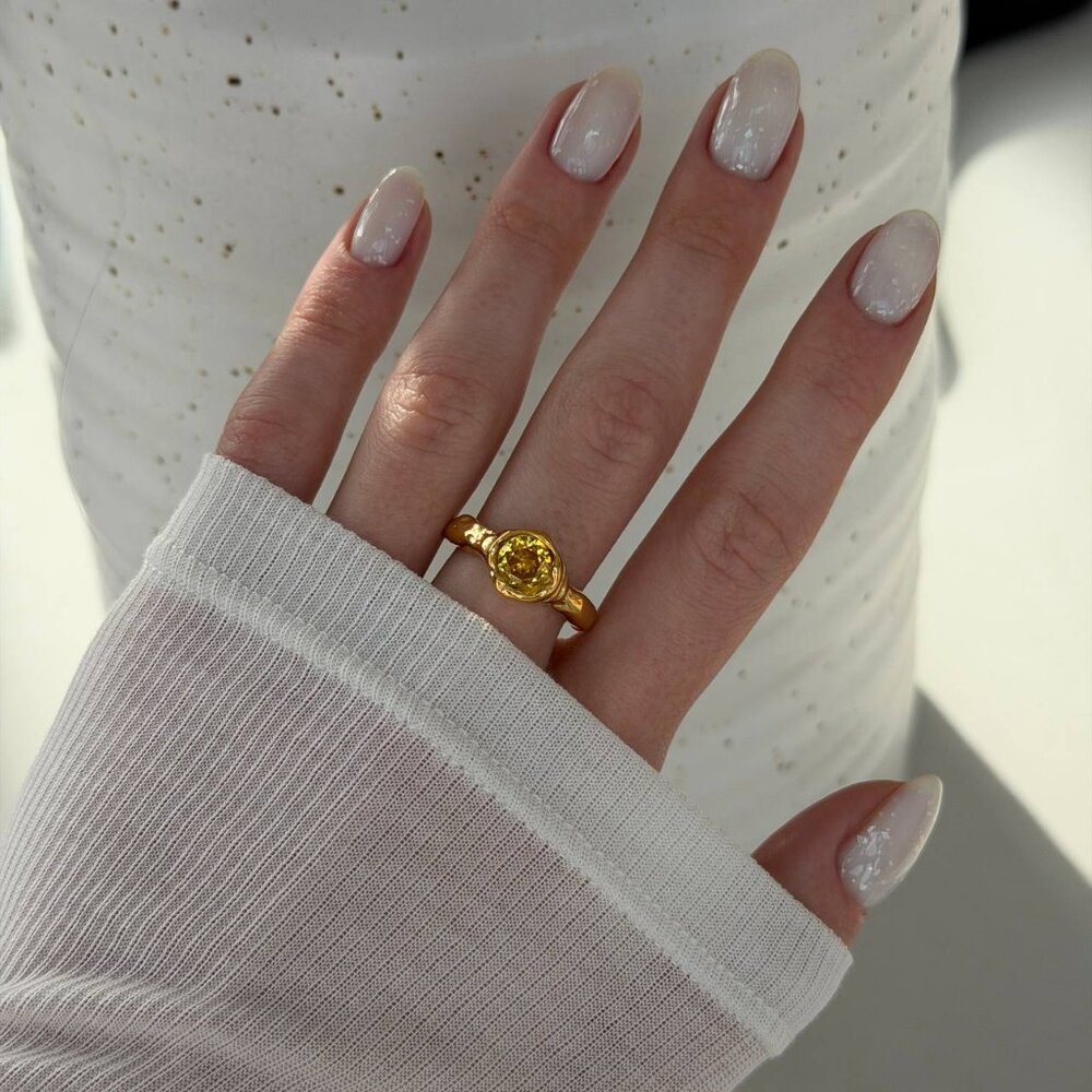 SKU0526 Retro Gold/Gold Gemstone Women Vintage inspired‎ Ring stainless steel - Picture 4 of 4